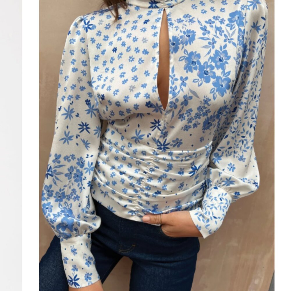 Never Fully Dressed Blue Floral Blouse